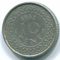 10 CENTS 1962 SURINAME NEERLANDÉS NETHERLANDS Nickel Colonial Moneda #S13177.E - Surinam 1975 - ...