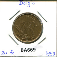 20 FRANCS 1993 DUTCH Text BÉLGICA BELGIUM Moneda #BA669.E - 20 Francs