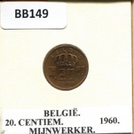 20 CENTIMES 1960 DUTCH Text BÉLGICA BELGIUM Moneda #BB149.E - 25 Centimes