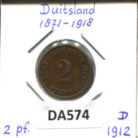 2 PFENNIG 1912 D ALEMANIA Moneda GERMANY #DA574.2.E - 2 Pfennig