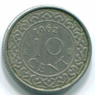 10 CENTS 1962 SURINAM NIEDERLANDE Nickel Koloniale Münze #S13225.D - Surinam 1975 - ...