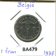 1 FRANC 1935 DUTCH Text BELGIEN BELGIUM Münze #BA479.D - 1 Franc