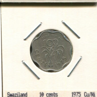 10 CENTS 1975 SWASILAND SWAZILAND Münze #AS312.D - Swazilandia