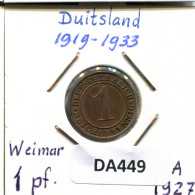 1 RENTENPFENNIG 1927 A DEUTSCHLAND Münze GERMANY #DA449.2.D - 1 Renten- & 1 Reichspfennig