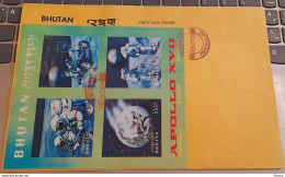 BHUTAN 1973 APOLLO XVII 3-D Stamps 4v IMPERF SOUVENIR SHEET FDC, As Per Scan - Azië
