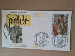 Lettre ANDORRE FDC 1984 PEINTURE PRE ROMANE DE SAINT CERNI DE NAGOL - Storia Postale