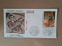 Lettre ANDORRE FDC 1987 PEINTURE  ROMANE DE L'EGLISE DE LA CORTNADA - Covers & Documents