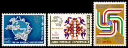 India, 1974, UPU, Universal Postal Union, United Nations, MNH, Michel 603-605 - Ongebruikt