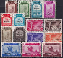 Spain 1936 Sc C73-87 Espana Ed 711M-25M Air Post Specimen Set MLH** (muestra) - Ungebraucht