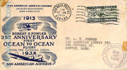 Ad6316 - PANAMA - Postal History - EVENT COVER 1938 Pan Am CANAL FLIGHT Anniversary - BASEBALL - Panama