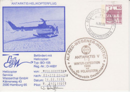 Germany Postcard  Heli Flight Polarstern  To Antarctica  14.08.1986 (ML157) - Polar Flights