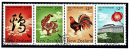 New Zealand 2017 Year Of The Rooster Set As Strip Of 4 Used - Usati