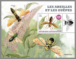 CENTRAL AFRICAN 2022 MNH Bees Wasps Bienen Wespen Abeilles Guepes S/S II - IMPERFORATED - DHQ2316 - Abeilles