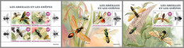 CENTRAL AFRICAN 2022 MNH Bees Wasps Bienen Wespen Abeilles Guepes M/S+2S/S - IMPERFORATED - DHQ2316 - Abeilles