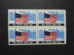 USA HEALTH CINDRELLA AMWETS  "ONE NATION UNDER GOD" BL4 Mint - Vignettes De Fantaisie