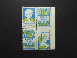 USA HEALTH CINDRELLA 1974  EASTER SEALS SPEECH THERAPY BL4 Mint - Vignettes De Fantaisie