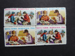 USA CHARITY CINDRELLA 1966  BOYS TOWN NEBRASKA BL4 Mint - Vignettes De Fantaisie