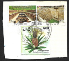 INDIA 2023 & 2017 Stepwells , Architecture, Water Reservoir Lake Pineapple Fruit,Bangalore Used (**) Inde Indien - Oblitérés