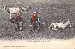 FOLKLORE - Paysannes De Champéry - Chèvres - Carte Postale Ancienne - Other & Unclassified