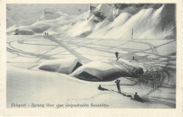 Postcard Switzerland Skisport Sprung Uber Eine Eingeschneite Sennhutte - Port