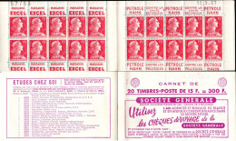 CARNET 1011-C 6 Type Muller "UTILISEZ LES CHEQUES DE VOYAGE". Daté 10/1/57. SEULE PROPOSITION Sur DELCAMPE. RARE. - Anciens : 1906-1965