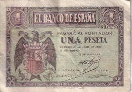 BILLETE DE BURGOS DE 1 PTA DEL 30 ABRIL 1938 SERIE C  (BANKNOTE) - 1-2 Pesetas