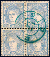 Toledo - Edi O 107 Bl. 4 - 50milm. - Mat Rueda De Carreta Azul "57 - Talavera" - Used Stamps
