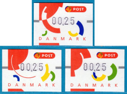 Danmark Denmark / 1995 / ATM 2-4 / Segmente / 3x  0,25 ** Automatenmarken Vending Machine Stamps Frama - Viñetas De Franqueo [ATM]