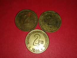 3 Monnaies Françaises 2 Francs PHILADELPHIE 1944 Bronze Aluminium  Voir Photos - 2 Francs