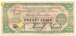 PHILIPPINES ILOILO , ROOSEVELT  20 Pesos  1942 Billet Très SPECIAL Noté:  RoosAvelt  Pratiquement NEUF - Philippines