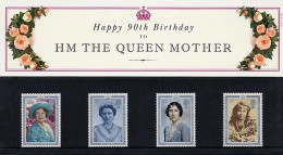 GB GREAT BRITAIN 1990 90TH BIRTHDAY QUEEN ELIZABETH QUEEN MOTHER PRESENTATION PACK No 210 ROYALTY ROYALS ROYALTIES - Presentation Packs