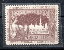 BELGIQUE / VIGNETTE DE L'EXPOSITION DES ARTS ET SCIENCES DE BRUXELLES 1897 - Erinnofilie [E]