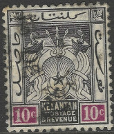 Kelantan (Malaysia). 1921-28 Arms. 10c Used. Script CA W/M SG 20 - Kelantan