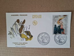 Lettre ANDORRE FDC 1990 FRAGEMENT PEINTURE DE SANTA COLOMA - Cartas & Documentos