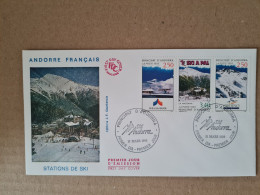 Lettre ANDORRE FDC 1993 STATIONS DE SKI - Storia Postale