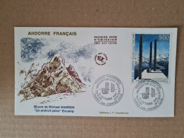 Lettre ANDORRE FDC 1993 OEUVRE DE MICHAEL WARREN UN ENDROIT PAIEN ENCAMP - Lettres & Documents