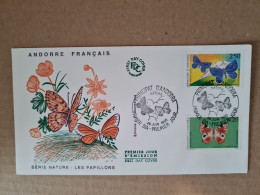 Lettre ANDORRE FDC 1993 SERIE NATURE LES PAPILLONS - Cartas & Documentos