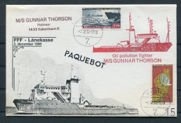 1988 Denmark Copenhagen "M/S GUNNAR THORSON" Oil Polution Fighter Ship Paquebot Cover. Slania - Covers & Documents