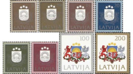 Latvia Lettland 1991 Definitives Coat Of Arms First Set Of 8 Stamps Mint - Timbres