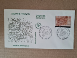 Lettre ANDORRE FDC 1998 CARTE DE LA PRINCIPAUTE - Storia Postale