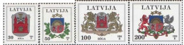 Latvia Lettland 1994 Definitives High Face Value Coat Of Arms Of Riga And Latvia Set Of 4 Stamps Mint - Timbres