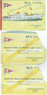 3 X Billet Bateau. Compania Trasmediterranea Madrid. Primera Clase. 1957/58. - Europe