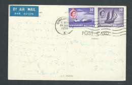 Singapour  - Yvert N° 38 Et 34 Affranchissant 1 Carte Pour La France En Janvier 1959 - FAI 20079 - Singapur (...-1959)