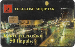 Albania - Albtelecom - Tirana By Night (Yellow Text) - ALB-24B, 02.1999, 50Units, 180.000ex, Used - Albanie