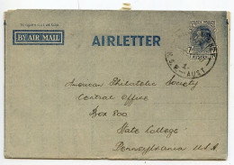 Australia 1947 7p. King George VI Aerogramme / Air Letter; Sydney, NSW To State College, Pennsylvania, United States - Aerogramme