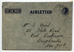 Australia 1940's 7p. King George VI Aerogramme / Air Letter; Melbourne, Victoria To Binghamton, New York, United States - Aerogramme