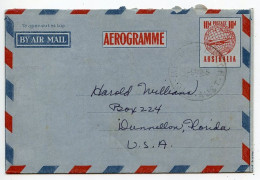 Australia 1955 10p. Plane Over Globe Aerogramme / Air Letter; Mermaid Beach, Queensland To Dunnellon, Florida, U.S. - Aerogramas