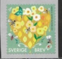 SWEDEN, 2019, MNH,HEARTFELT GREETINGS, HONEY HEART, FLOWERS, BEES, COIL STAMP,1v - Abeilles