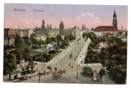 Allemagne -- DRESDEN--1927-- Albertplatz (attelages).....colorisée - Dresden