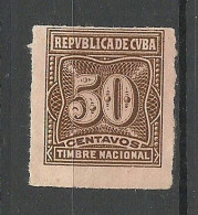 KUBA Cuba Revenue Tax Steuermarke Postage Due 50 Cts. (*) - Timbres-taxe